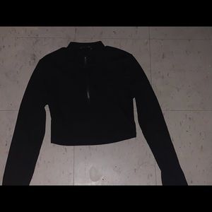 Black Sweater Crop Top